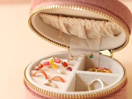 Rose Velvet Mini Round Travel Jewlery Case Online Sale