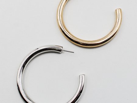 60mm Shiny Metal Hoop Earrings Online now