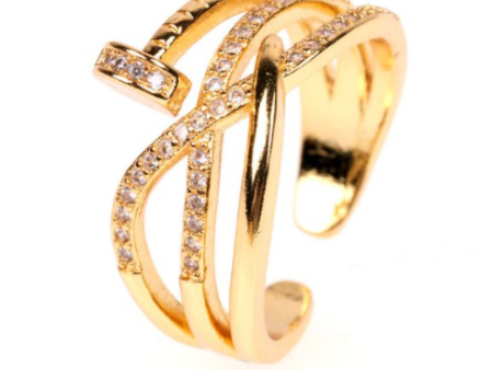 Nail Criss Cross Gold Ring Supply