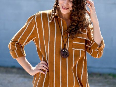 Beside You Mustard Yellow Striped Top Online