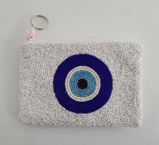 Evil Eye Beaded Zip Pouch Discount