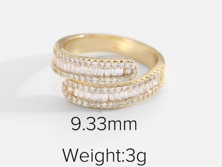 Double Layer Baguette Zircon Diamond Ring Online now