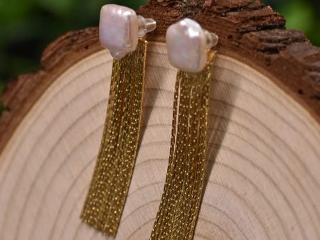 Baroque Pearl Gold Fringe Earrings Online Hot Sale