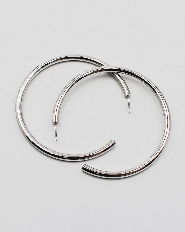 2.5 Inch Shiny Metal Hoop Earrings Online Sale