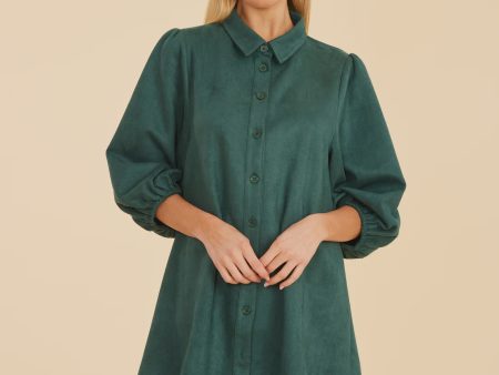 Faux Suede Puff Slv Shirt Dress Sale