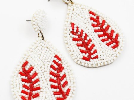 Beaded Teardrop Shape Baseball Earrings Fashion