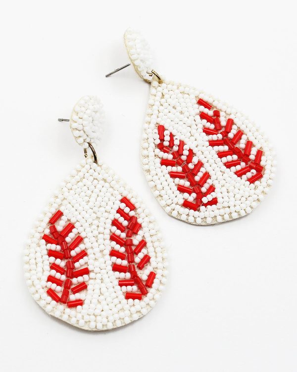 Beaded Teardrop Shape Baseball Earrings Fashion