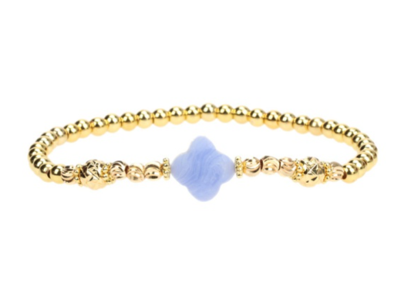 Four Leaf Clover Gold Beaded Bracelet For Discount