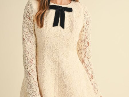 Pretty Little Lace Velvet Bow Fit & Flair Mini Dress Sale