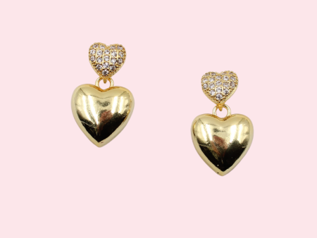 14k Gold Dipped Heart Earrings Online Sale