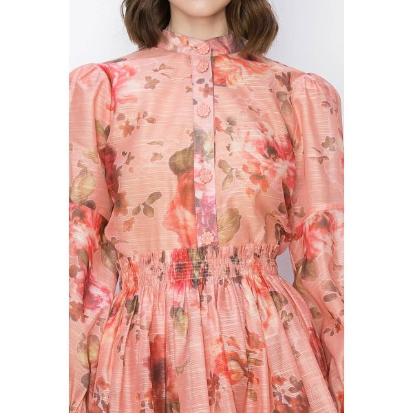 Ruffled Embellished Floral Print Blouse Top Hot on Sale