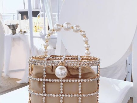 Pearl Rhinestone Caged Bag Online