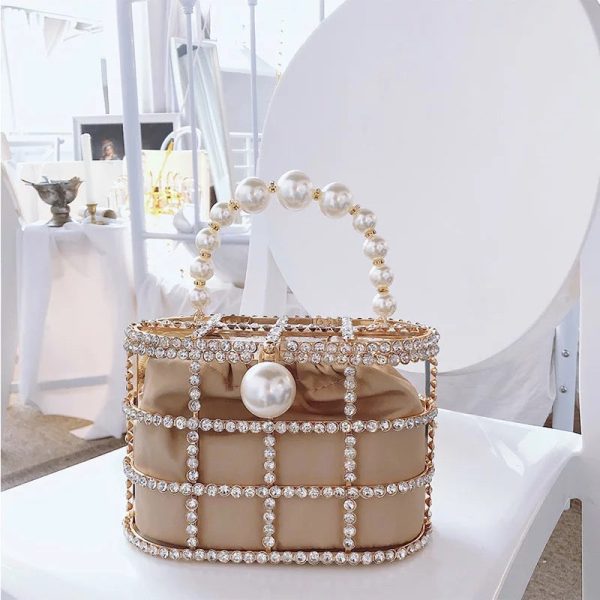 Pearl Rhinestone Caged Bag Online