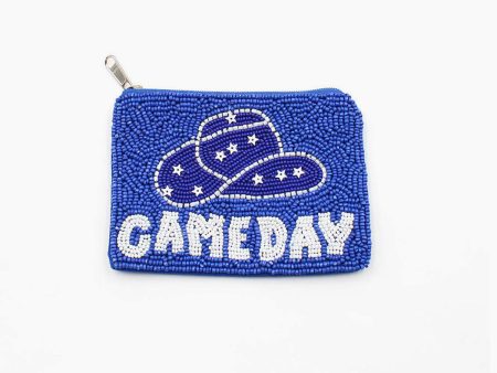 Game Day  Blue Beaded Coin Pouch For Discount