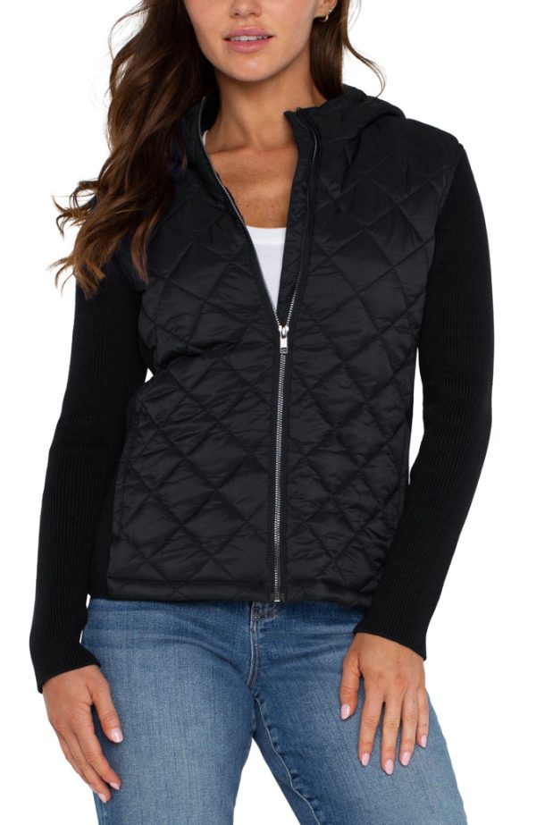 Quilted  Full Zip Hooded Sweater Sale