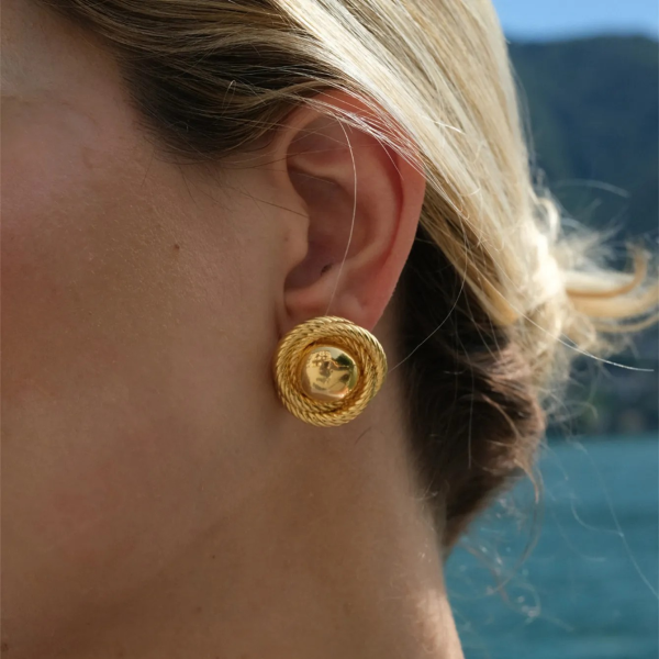 Vintage Twisted Round Stud Statement Earrings on Sale