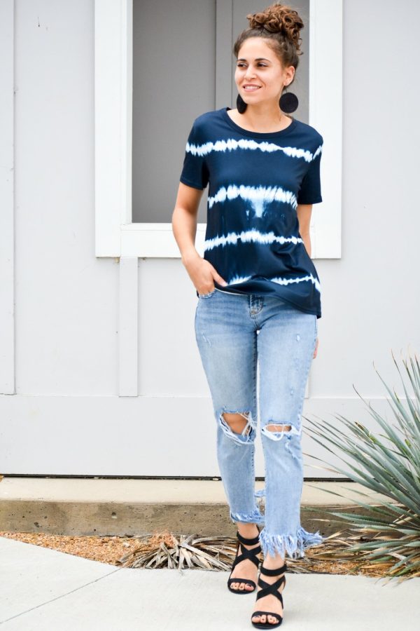 Everything s Alright Navy Tie Dye Tee Cheap