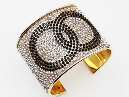 Linked Circle Rhinestone Cuff Bracelet For Sale