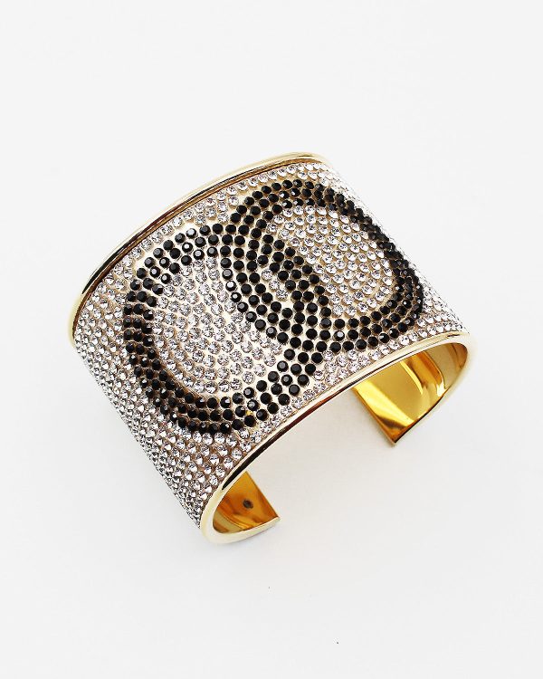 Linked Circle Rhinestone Cuff Bracelet For Sale