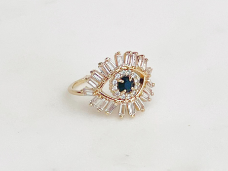 Baguette Evil Eye Ring For Cheap