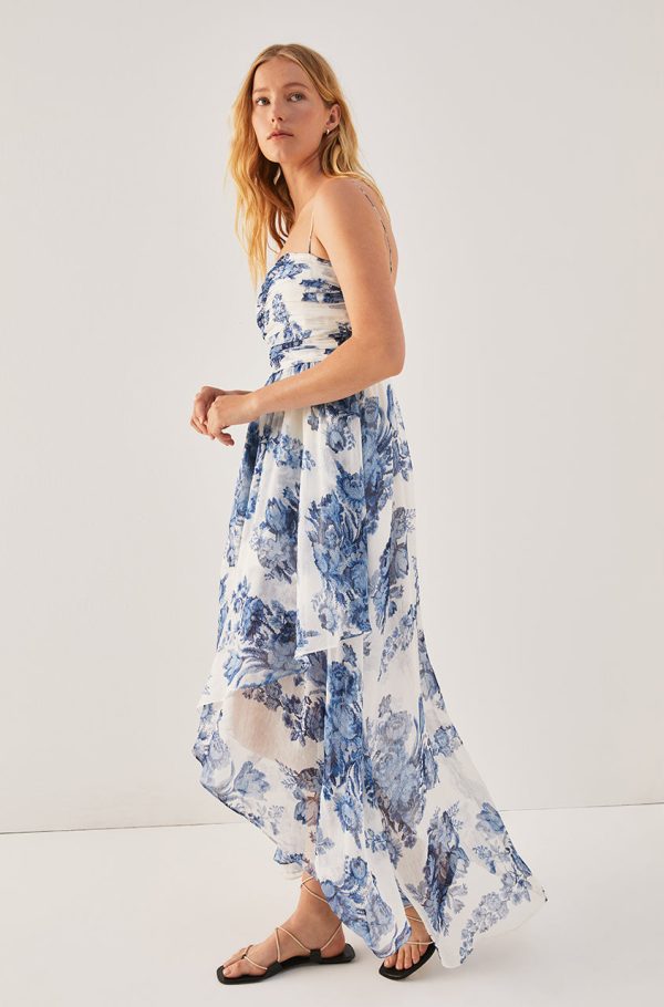 Rosarium Fleur Silk Linen Maxi Dress Online Sale