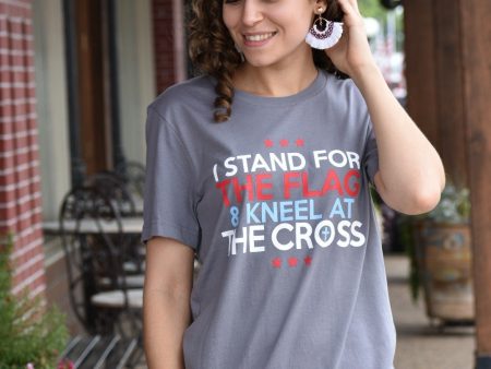 I Stand For The Flag & Kneel At The Cross - Graphic Tee For Discount