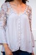 Shake It Off Gray Laced Blouse Online Sale