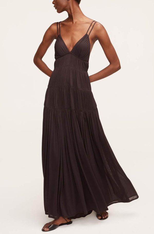 Ruched Mesh Maxi Dress For Cheap