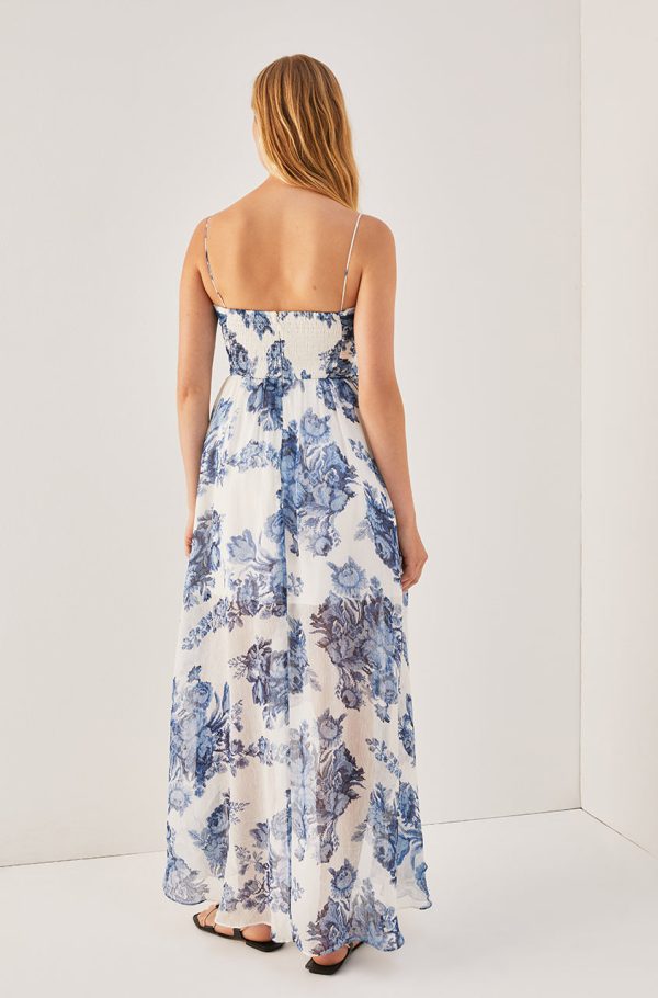 Rosarium Fleur Silk Linen Maxi Dress Online Sale