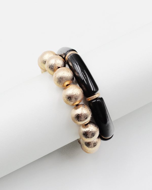 Metal Ball & Resin Link Multiple Layered Bracelet Online Sale