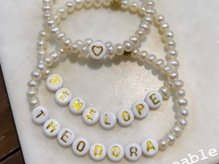 Custom Gold Letter Freshwater Pearl Bracelet Discount