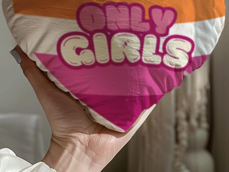 Only Girls Lesbian Heart Shaped Throw Pillow Online Sale