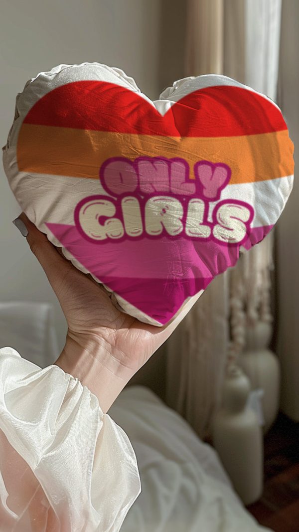 Only Girls Lesbian Heart Shaped Throw Pillow Online Sale