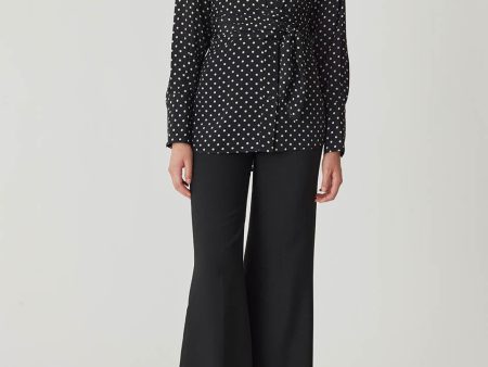 Polka Dot Silky Wrap Shirt Cheap