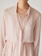 Covered Button Tie Front Blouse Cheap