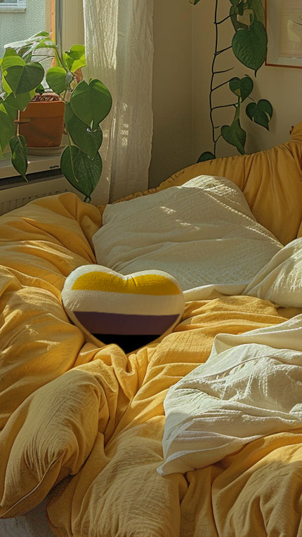 Non-Binary Flag Heart Shaped Pillow Sale