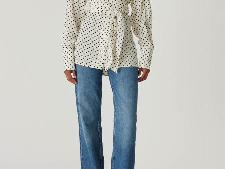 Polka Dot Silky Wrap Shirt Online Hot Sale