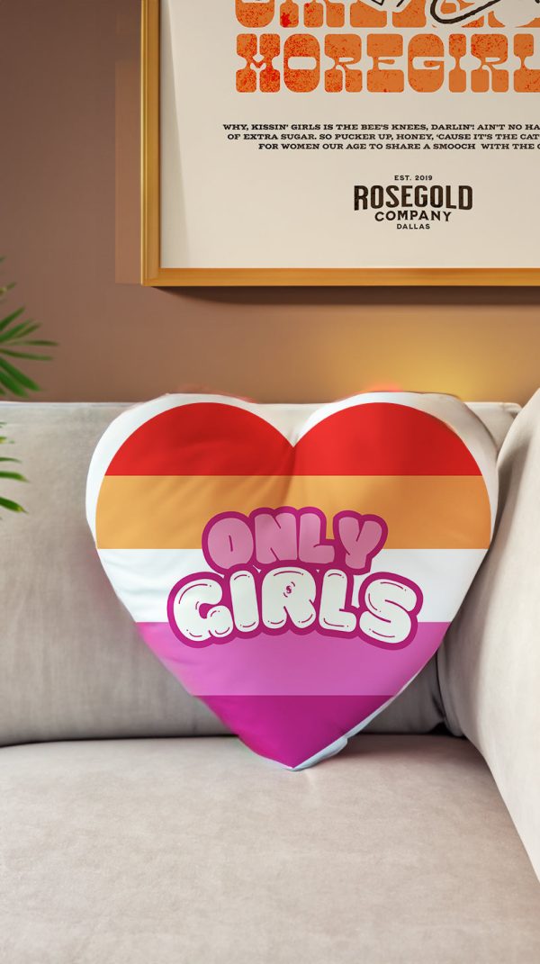 Only Girls Lesbian Heart Shaped Throw Pillow Online Sale