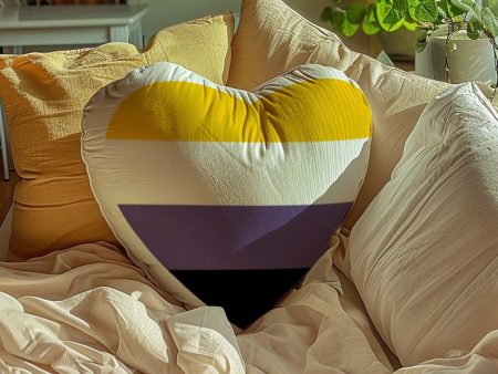 Non-Binary Flag Heart Shaped Pillow Sale