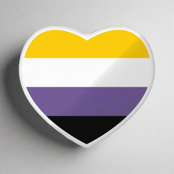 Non-Binary Flag Heart Shaped Pillow Sale